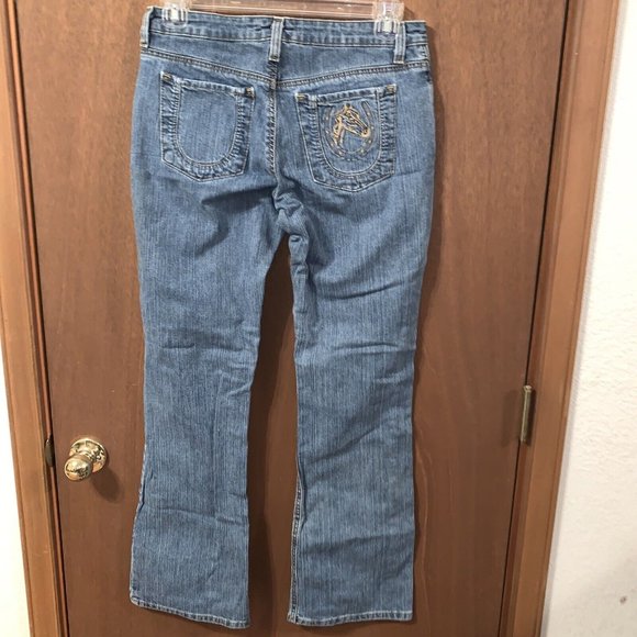 VF Jeanswear 20X Denim Blue Jean Size 9/10 x 32 Horse/Horseshoe On Back Pocket - Picture 5 of 15